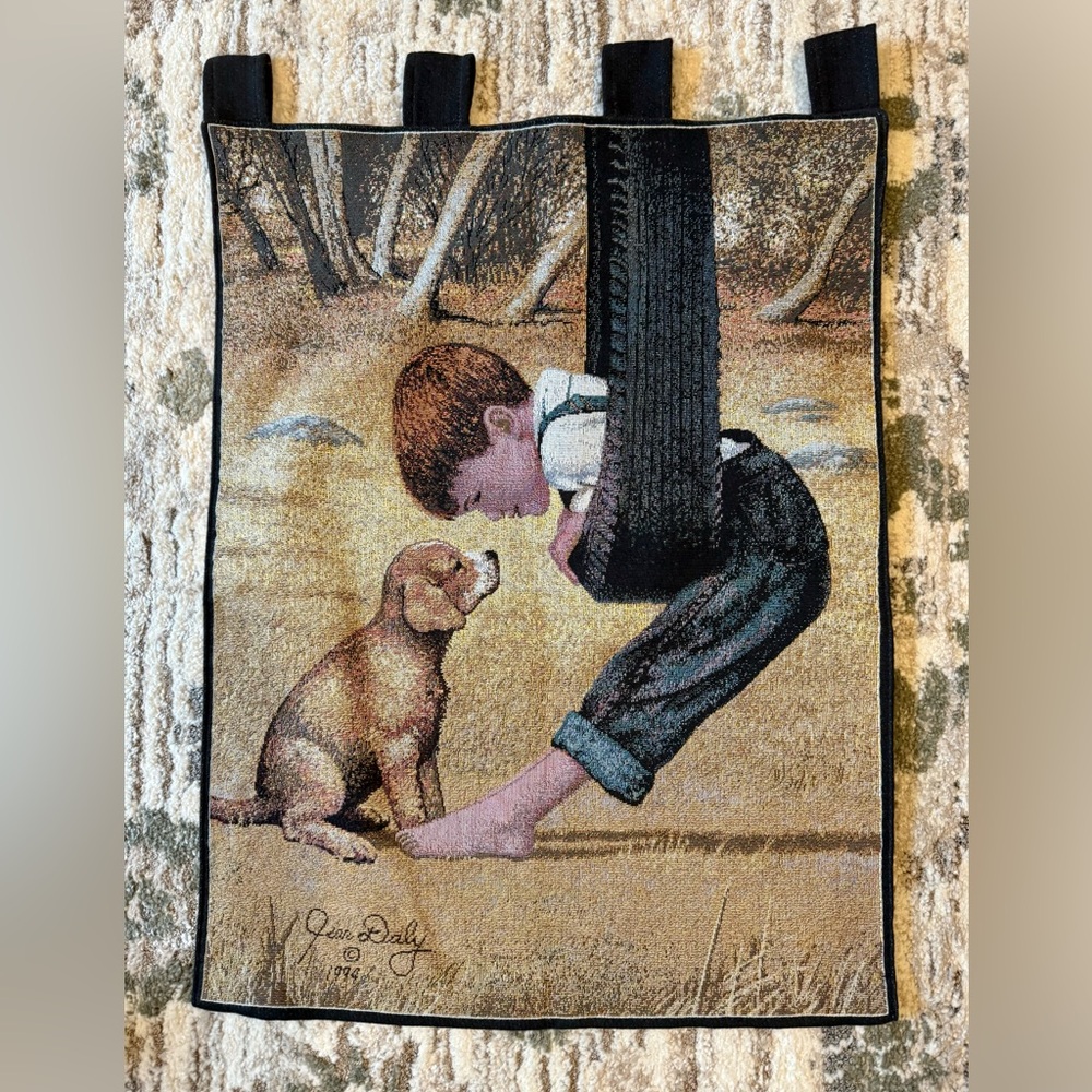 SEEING EYE TO EYE Vintage 90s Tapestry Wall Hanging by Jim Daly